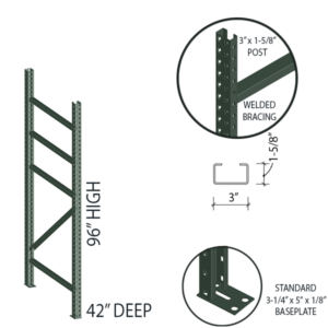 42" x 96" Pallet Rack Upright Frame