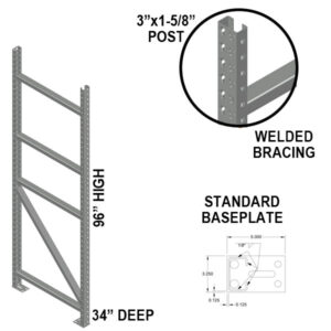 34x96 Gray Light-Duty Interchangeable Upright