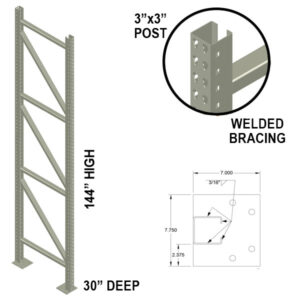 30x144 Beige Interchangeable Upright with Special Seismic Baseplates