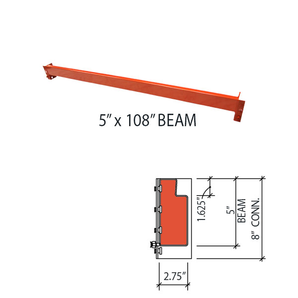 BEAM 5 H X 108L - 8IN CLIP - UNARCO QuickShip Pallet Rack